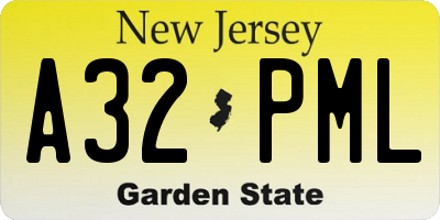 NJ license plate A32PML