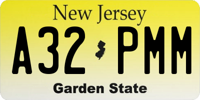 NJ license plate A32PMM