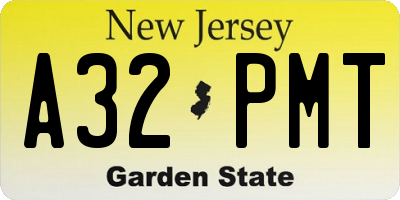 NJ license plate A32PMT