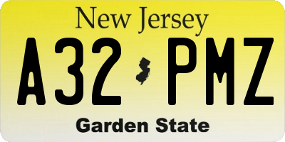 NJ license plate A32PMZ
