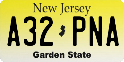 NJ license plate A32PNA
