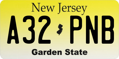 NJ license plate A32PNB