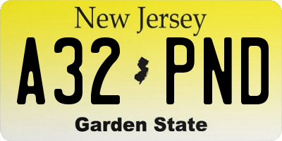 NJ license plate A32PND
