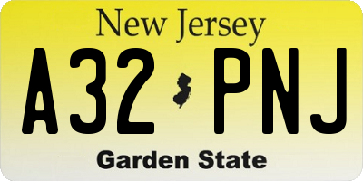 NJ license plate A32PNJ