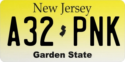 NJ license plate A32PNK