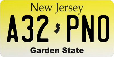 NJ license plate A32PNO