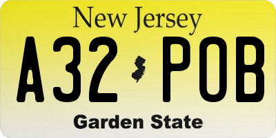 NJ license plate A32POB