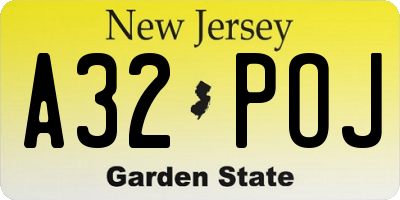 NJ license plate A32POJ