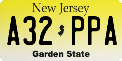 NJ license plate A32PPA