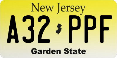 NJ license plate A32PPF