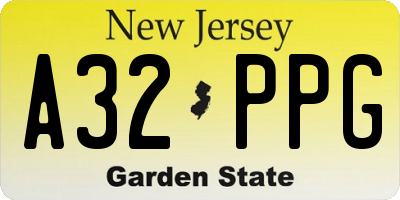 NJ license plate A32PPG