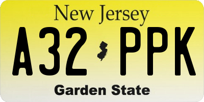 NJ license plate A32PPK