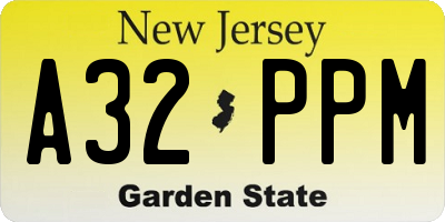 NJ license plate A32PPM