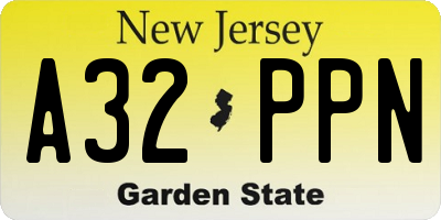 NJ license plate A32PPN