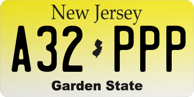 NJ license plate A32PPP
