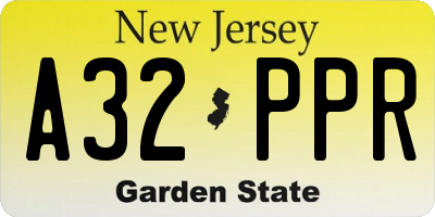 NJ license plate A32PPR