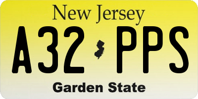 NJ license plate A32PPS