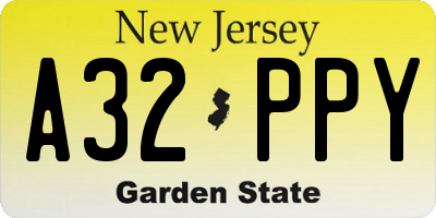 NJ license plate A32PPY