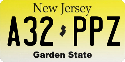 NJ license plate A32PPZ