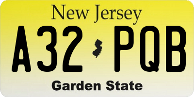 NJ license plate A32PQB