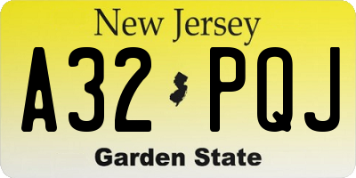 NJ license plate A32PQJ