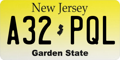 NJ license plate A32PQL