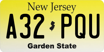 NJ license plate A32PQU