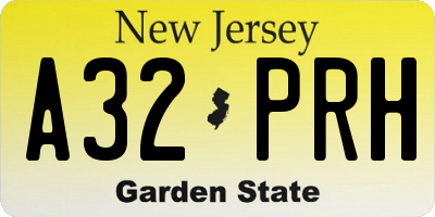 NJ license plate A32PRH