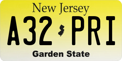 NJ license plate A32PRI