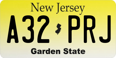 NJ license plate A32PRJ