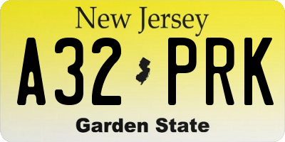 NJ license plate A32PRK
