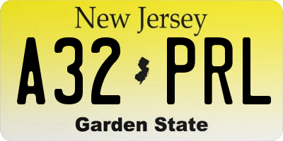 NJ license plate A32PRL