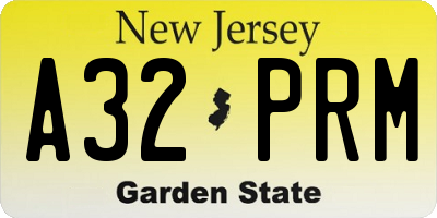 NJ license plate A32PRM