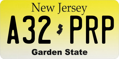 NJ license plate A32PRP