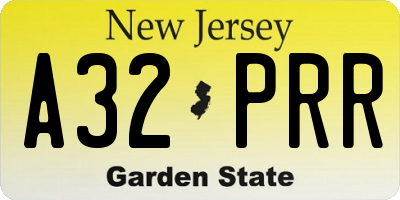NJ license plate A32PRR