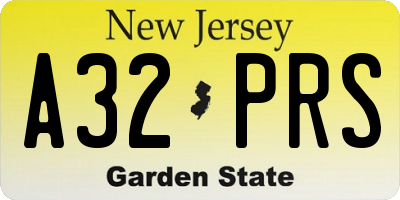 NJ license plate A32PRS
