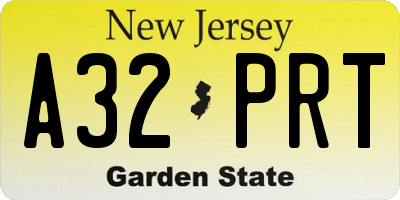 NJ license plate A32PRT