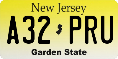 NJ license plate A32PRU