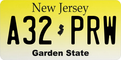 NJ license plate A32PRW