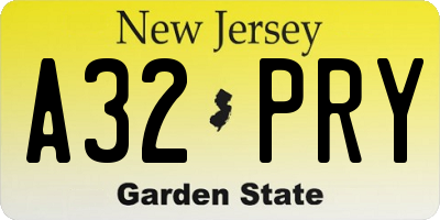 NJ license plate A32PRY