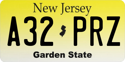 NJ license plate A32PRZ
