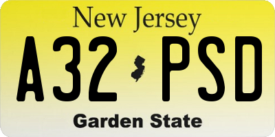 NJ license plate A32PSD