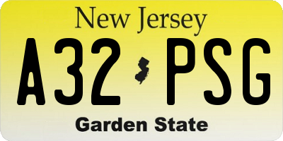 NJ license plate A32PSG