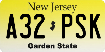 NJ license plate A32PSK