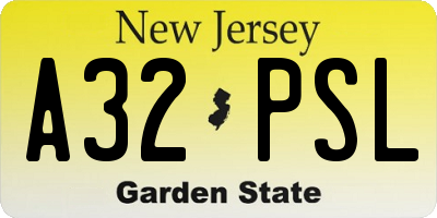 NJ license plate A32PSL
