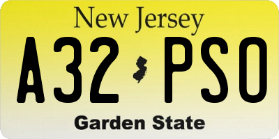 NJ license plate A32PSO