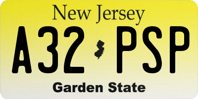 NJ license plate A32PSP