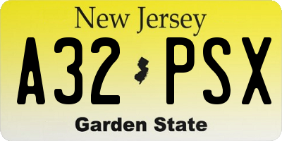 NJ license plate A32PSX