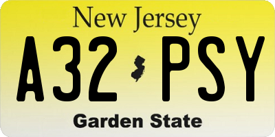 NJ license plate A32PSY