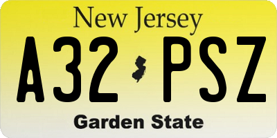 NJ license plate A32PSZ